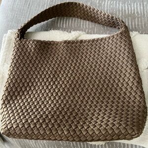 Naghedi Brown Woven Hobo Bag